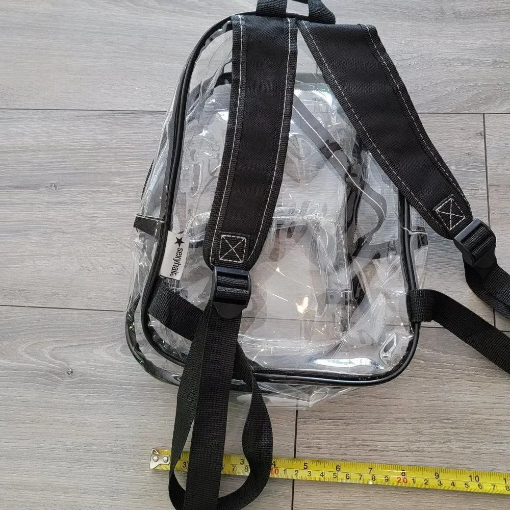 Unisex Multi-Purpose Clear Backpack with Front Pocket Adjustable Straps …